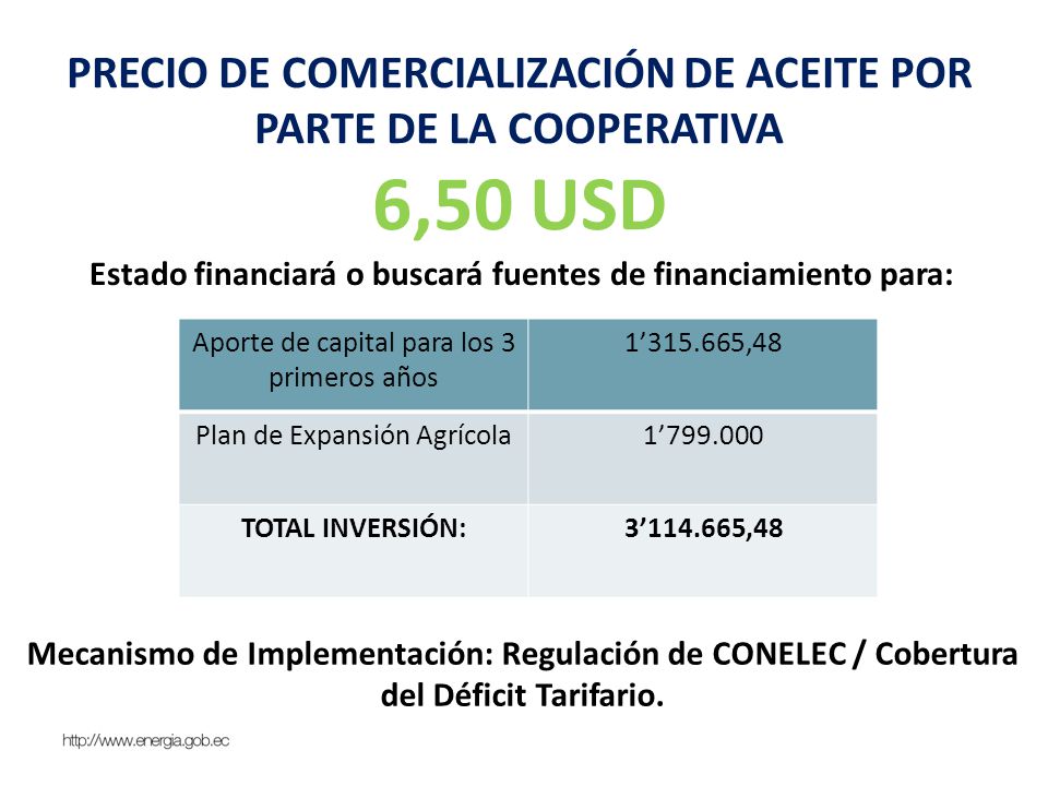 PRECIO DE COMERCIALIZACIÓN DE ACEITE POR PARTE DE LA COOPERATIVA
