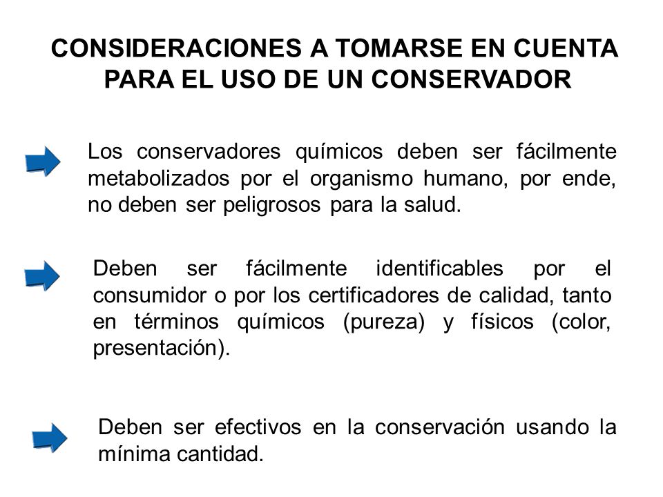CONSIDERACIONES A TOMARSE EN CUENTA PARA EL USO DE UN CONSERVADOR
