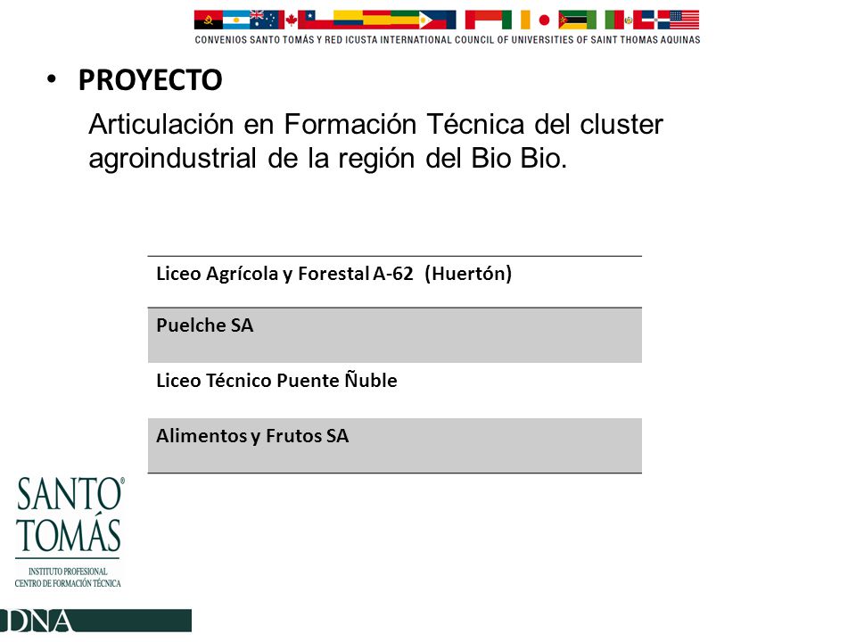 PROYECTO Articulación en Formación Técnica del cluster agroindustrial de la región del Bio Bio. Liceo Agrícola y Forestal A-62 (Huertón)