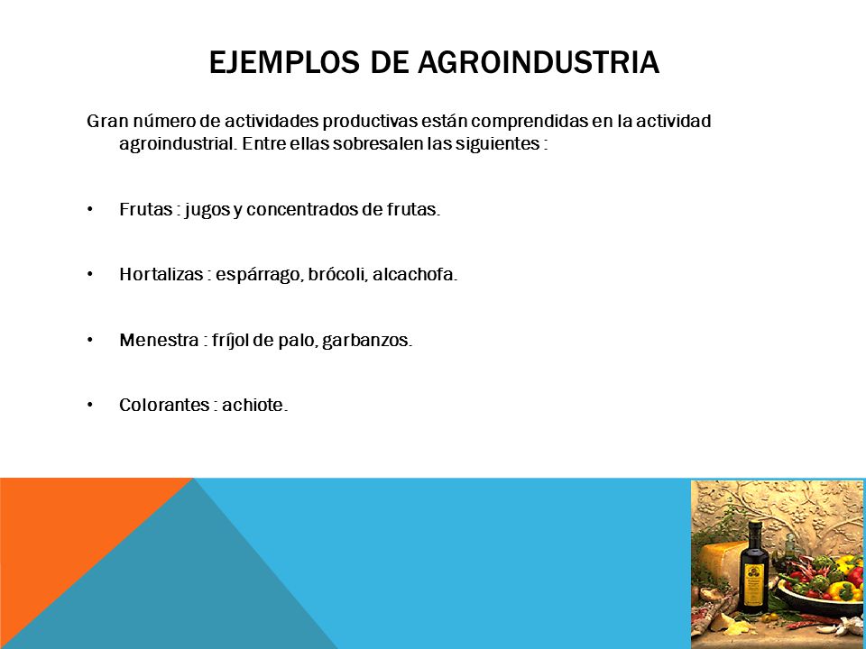 Ejemplos de productos agroindustriales