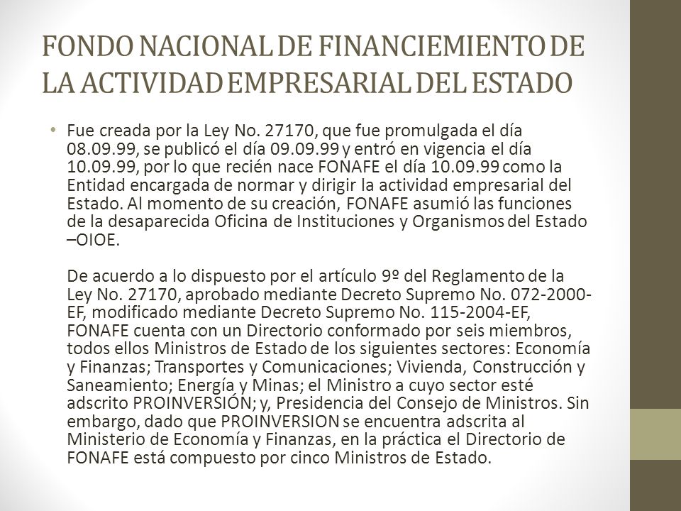 FONDO NACIONAL DE FINANCIEMIENTO DE LA ACTIVIDAD EMPRESARIAL DEL ESTADO