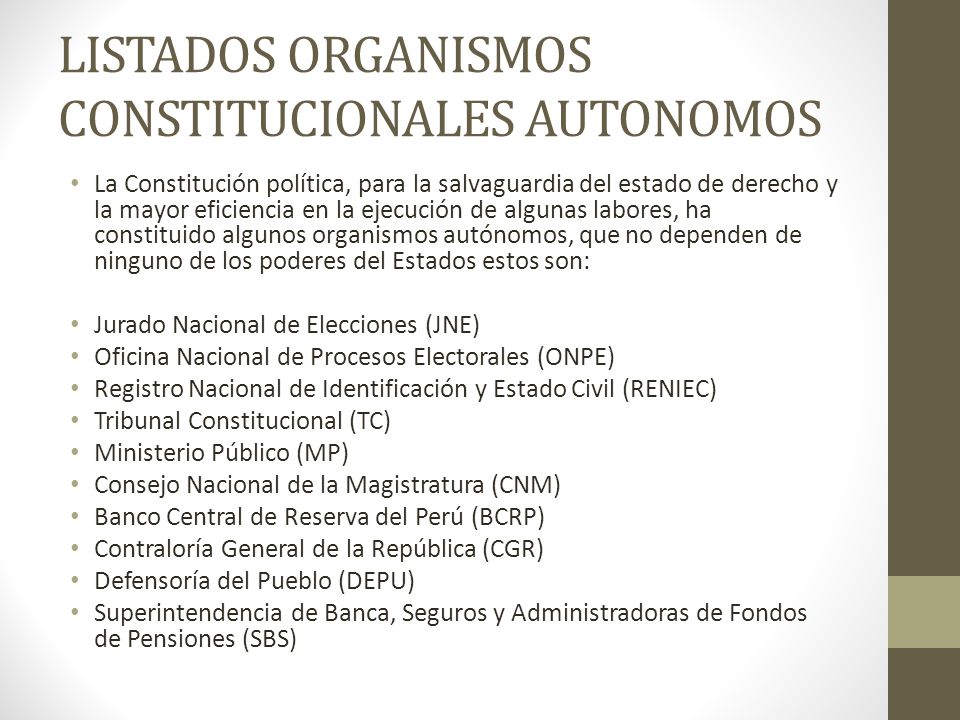 LISTADOS ORGANISMOS CONSTITUCIONALES AUTONOMOS