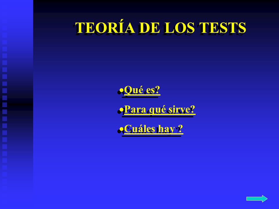 TEORÍA DE LOS TESTS Qué es Para qué sirve Cuáles hay