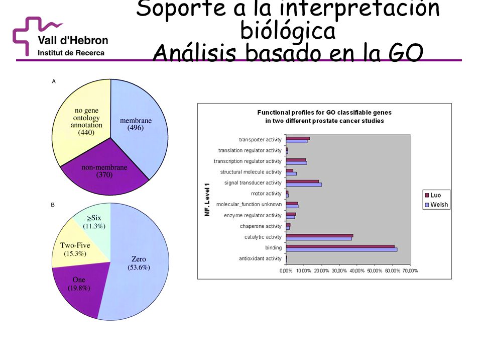 Soporte a la interpretación biólógica Análisis basado en la GO