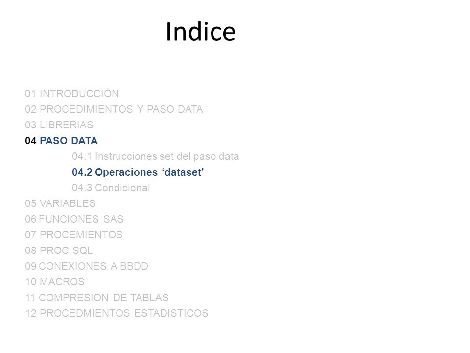 Indice 01 INTRODUCCIÓN 02 PROCEDIMIENTOS Y PASO DATA 03 LIBRERIAS