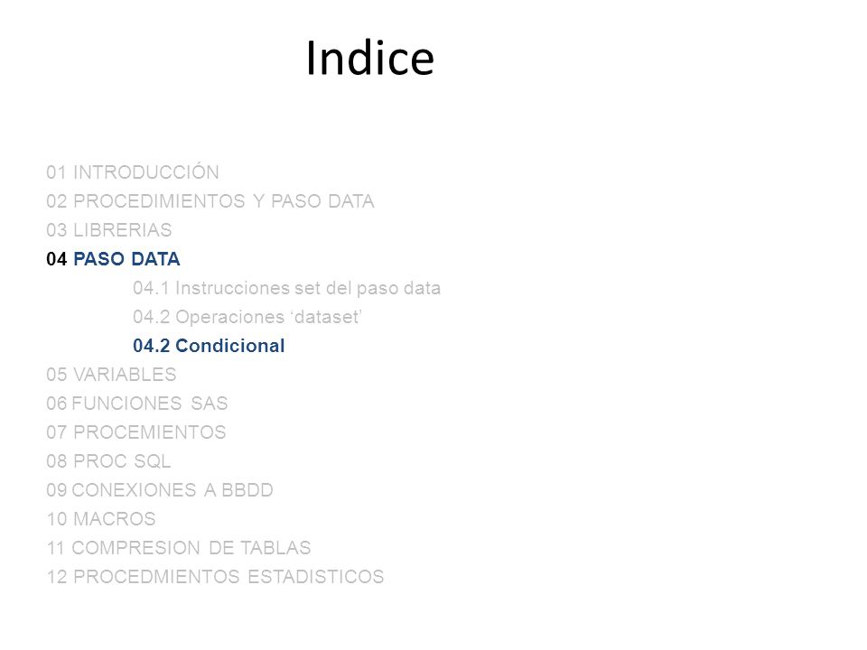 Indice 01 INTRODUCCIÓN 02 PROCEDIMIENTOS Y PASO DATA 03 LIBRERIAS