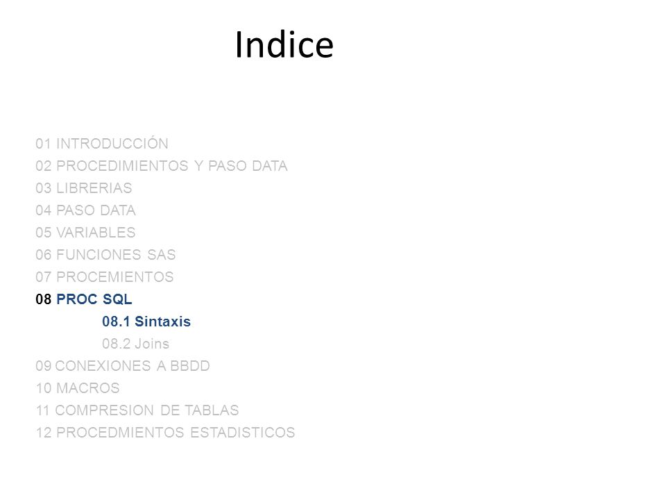 Indice 01 INTRODUCCIÓN 02 PROCEDIMIENTOS Y PASO DATA 03 LIBRERIAS