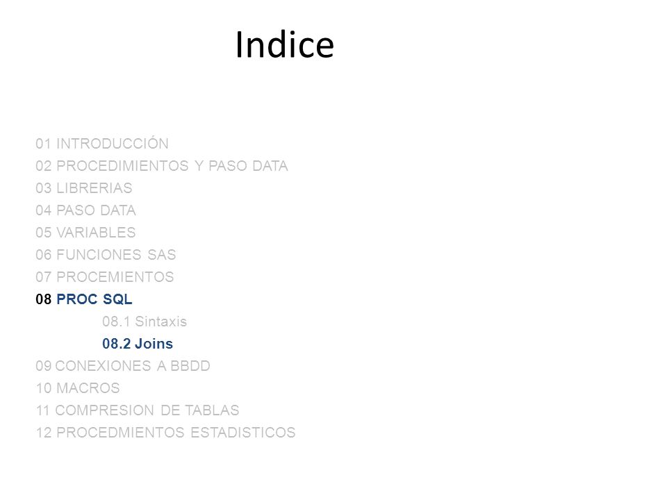 Indice 01 INTRODUCCIÓN 02 PROCEDIMIENTOS Y PASO DATA 03 LIBRERIAS