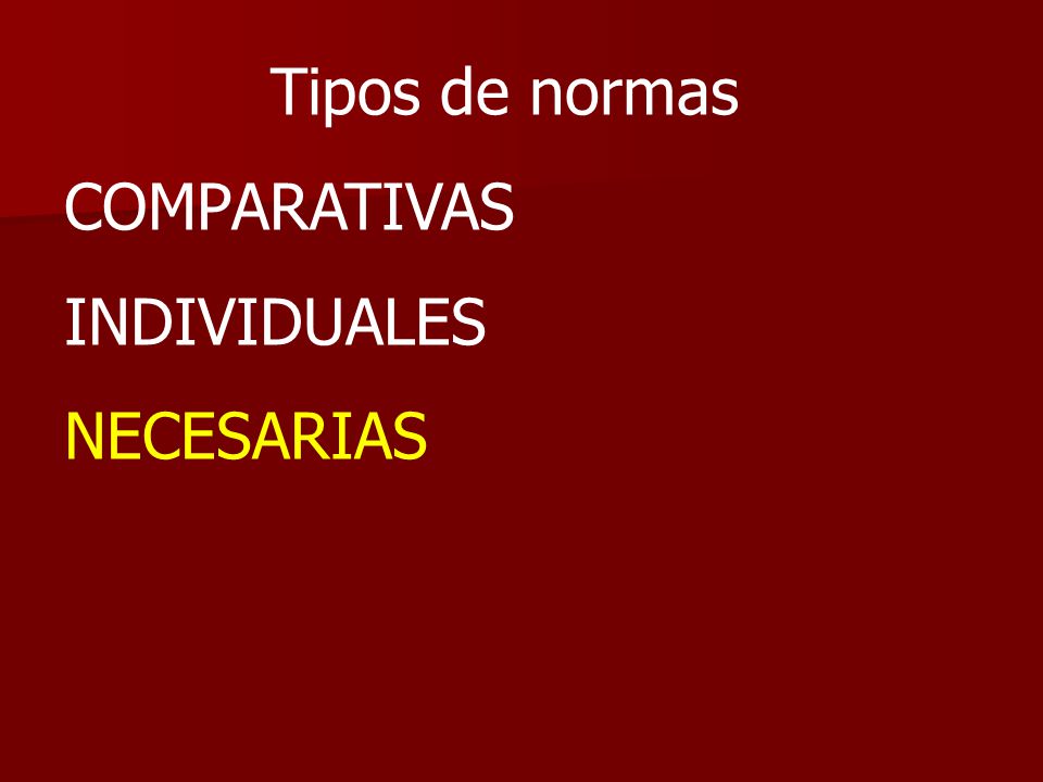 Tipos de normas COMPARATIVAS INDIVIDUALES NECESARIAS