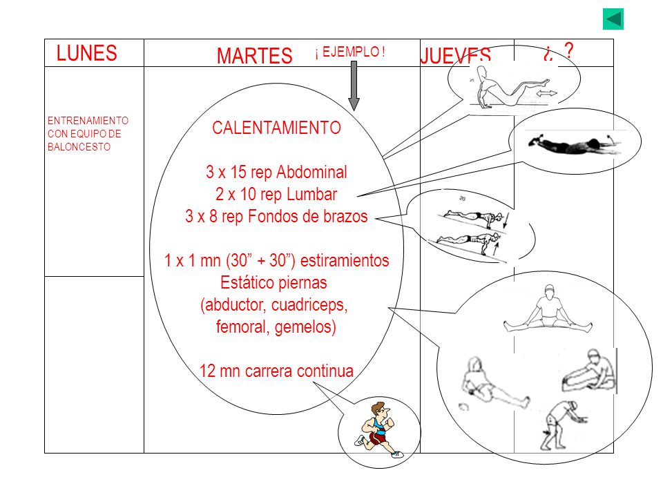 1 x 1 mn ( ) estiramientos