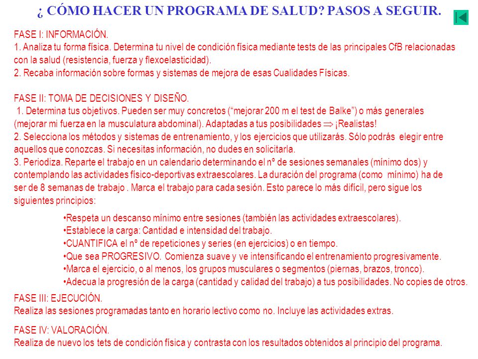 ¿ CÓMO HACER UN PROGRAMA DE SALUD PASOS A SEGUIR.
