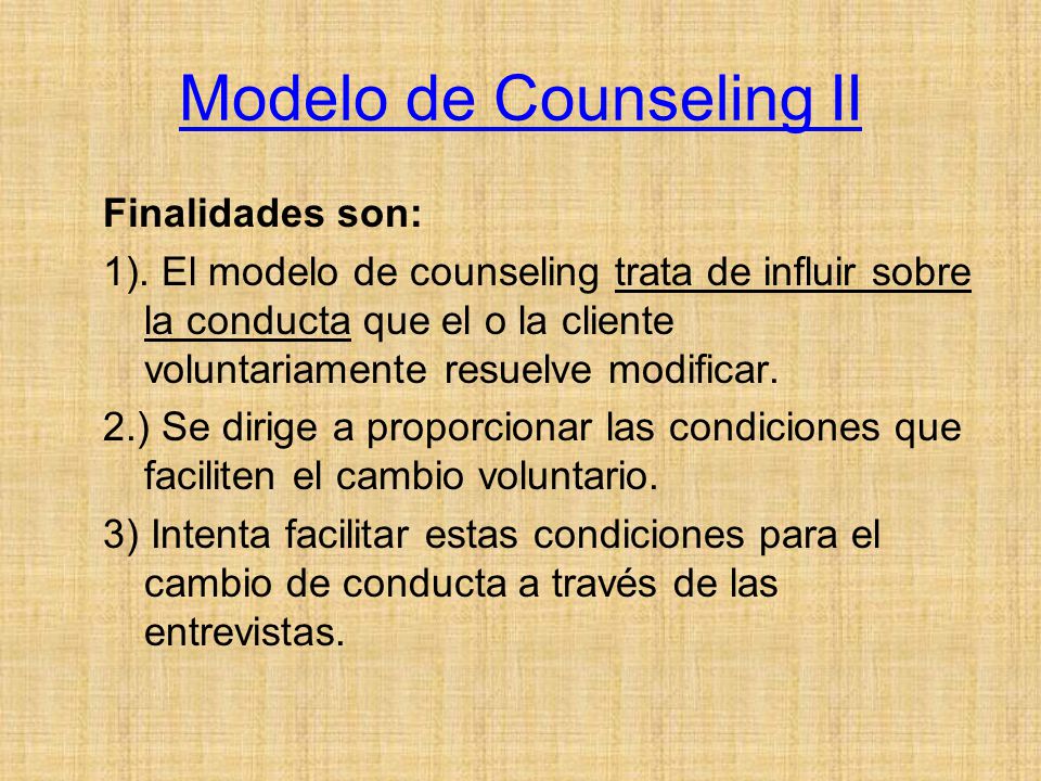 Modelos básicos de Orientación: Counseling, Programas, Consultas. - ppt  descargar