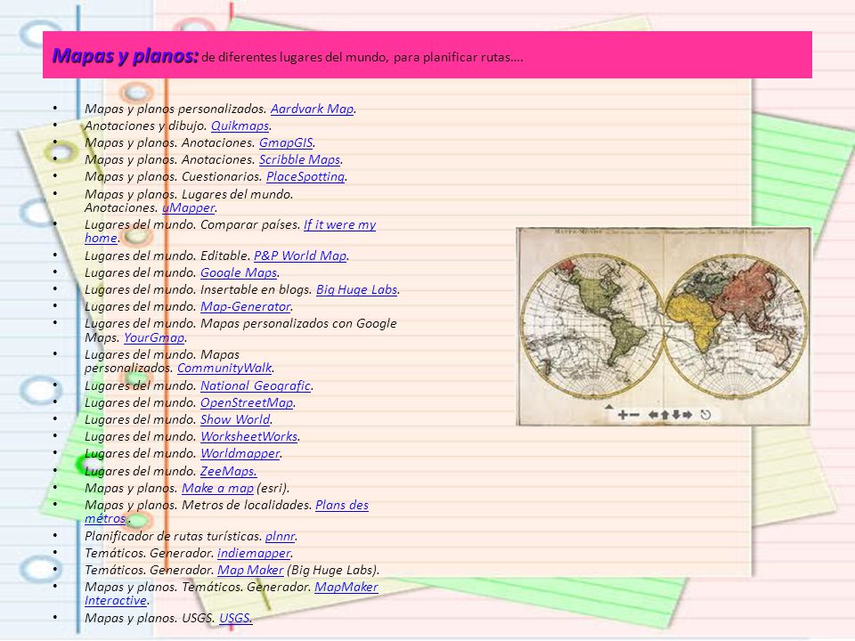 Mapas y planos: de diferentes lugares del mundo, para planificar rutas….