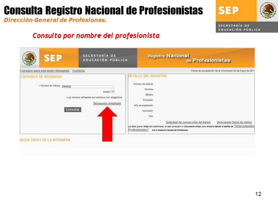 Consulta Registro Nacional de Profesionistas