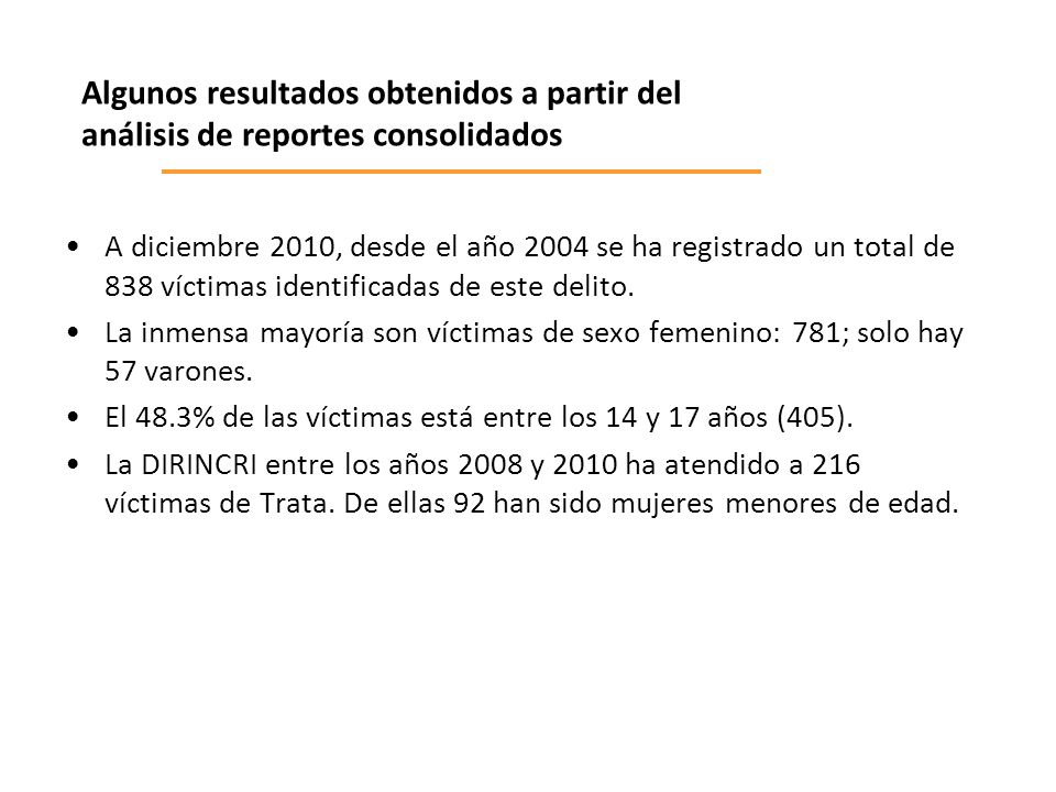 Algunos resultados obtenidos a partir del análisis de reportes consolidados