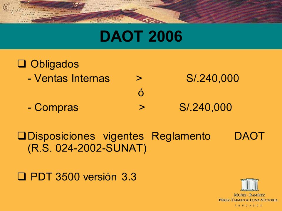DAOT 2006 Obligados - Ventas Internas > S/.240,000 ó