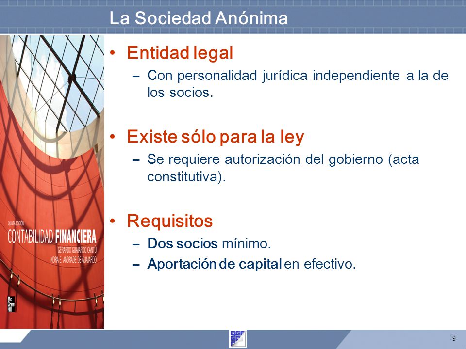 La Sociedad Anónima Entidad legal Existe sólo para la ley Requisitos