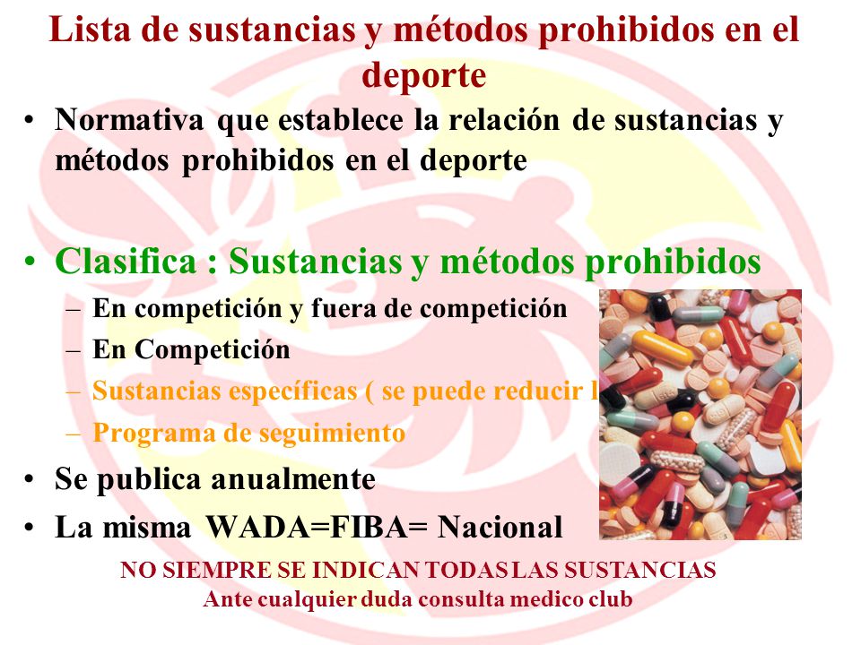 Lista de sustancias y métodos prohibidos en el deporte