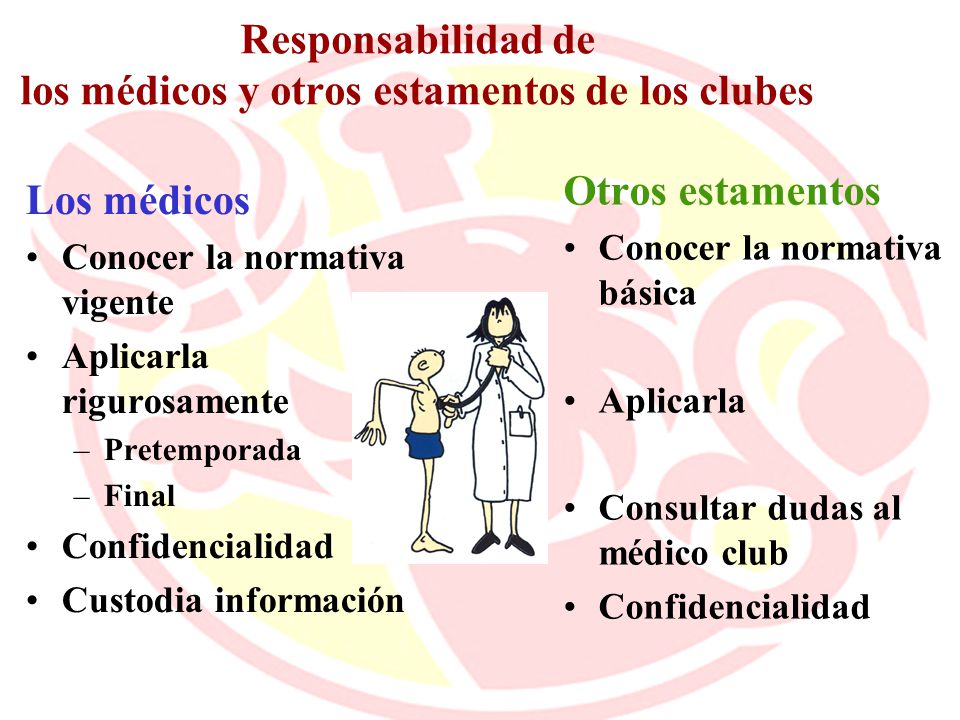 Responsabilidad de los médicos y otros estamentos de los clubes