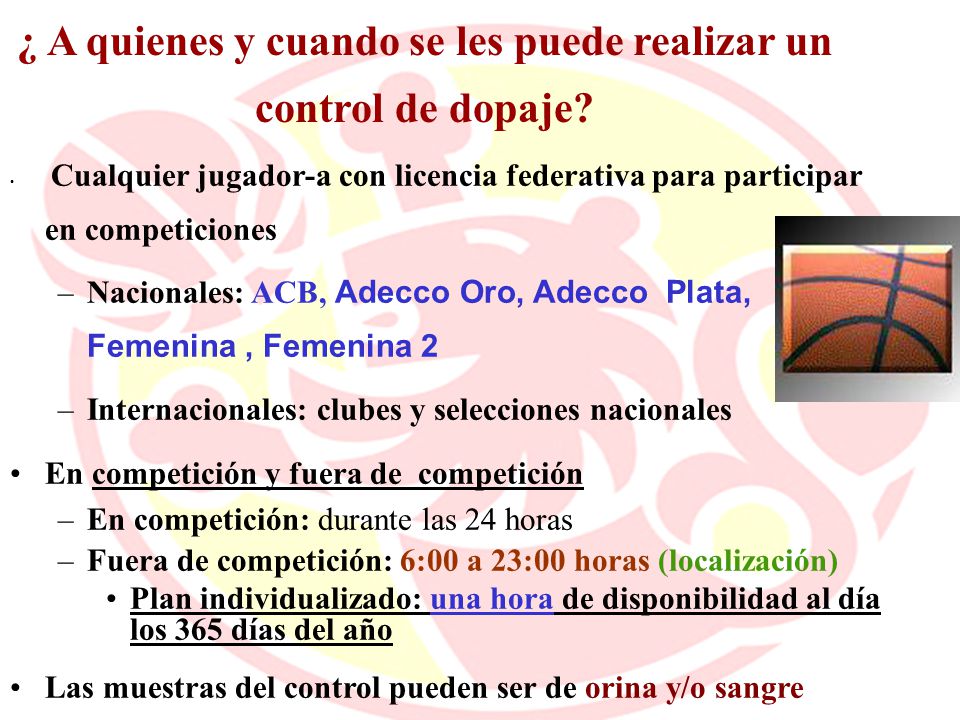¿ A quienes y cuando se les puede realizar un control de dopaje