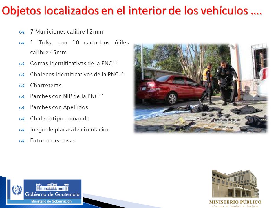 Objetos localizados en el interior de los vehículos ….