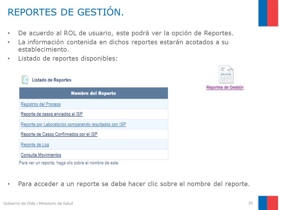 REPORTES DE GESTIÓN. De acuerdo al ROL de usuario, este podrá ver la opción de Reportes.
