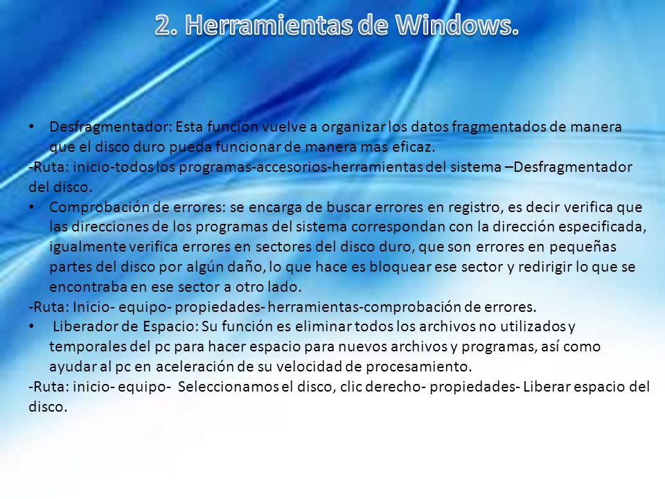 2. Herramientas de Windows.
