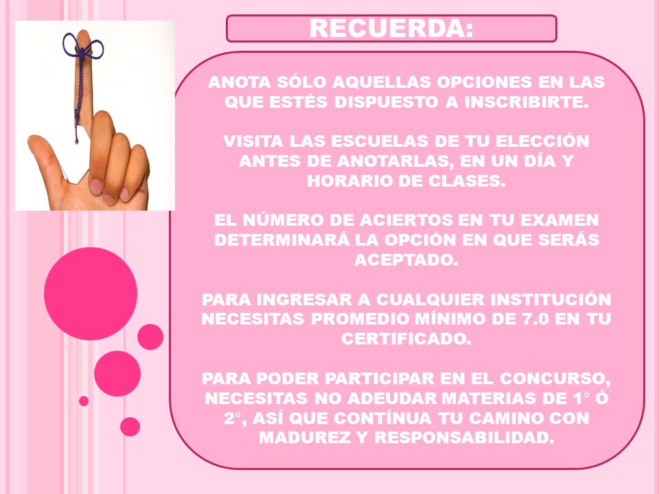 ANOTA SÓLO AQUELLAS OPCIONES EN LAS QUE ESTÉS DISPUESTO A INSCRIBIRTE.