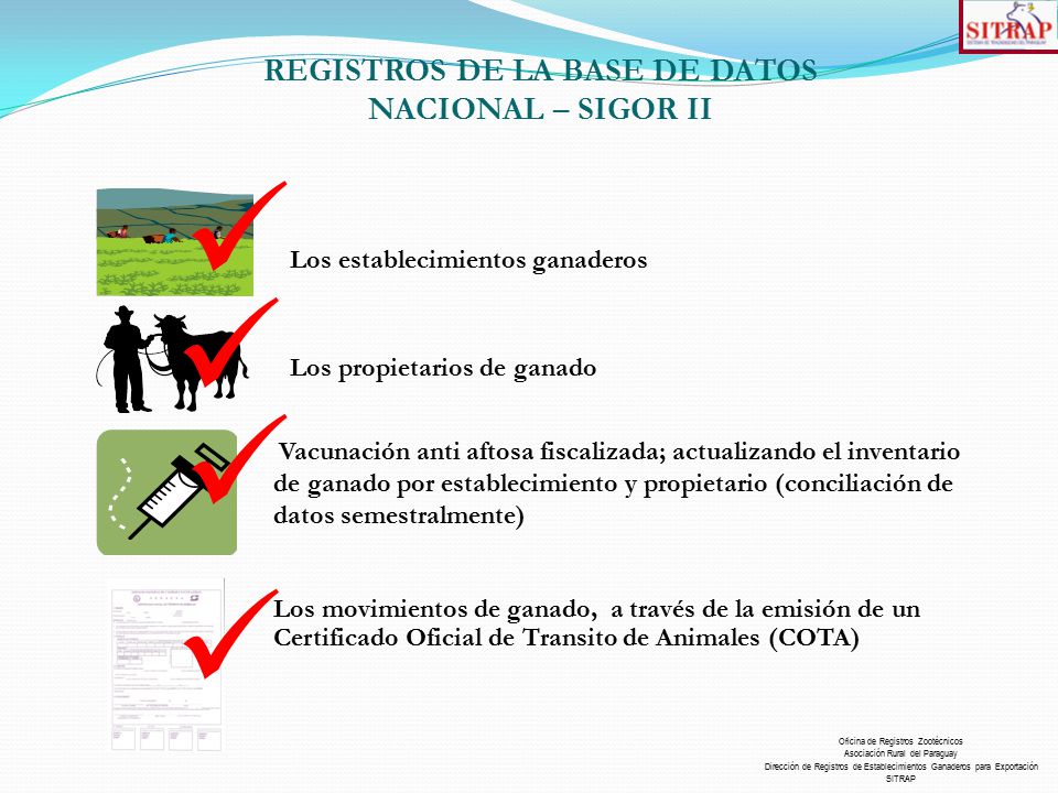 REGISTROS DE LA BASE DE DATOS NACIONAL – SIGOR II