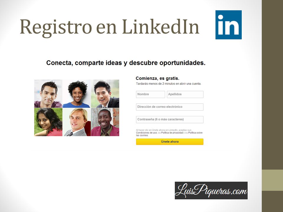 Registro en LinkedIn