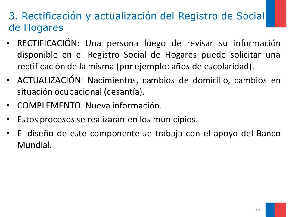 3. Rectificación y actualización del Registro de Social de Hogares
