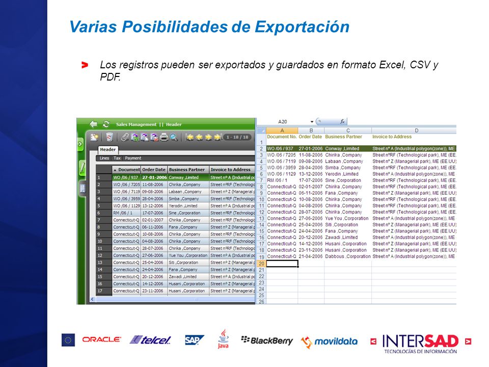 Varias Posibilidades de Exportación