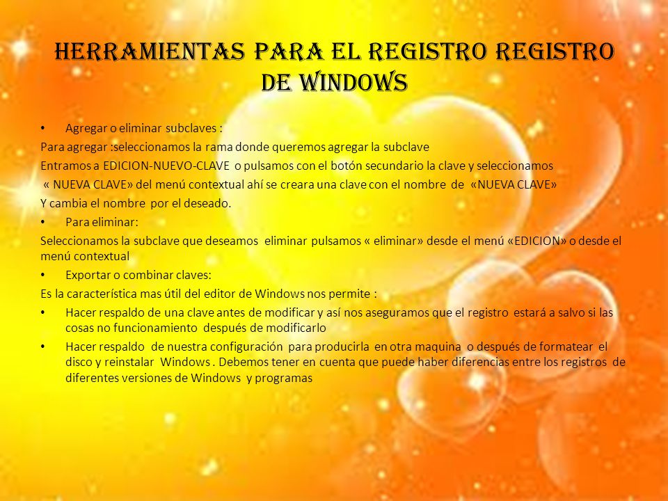 Herramientas para el registro Registro de Windows