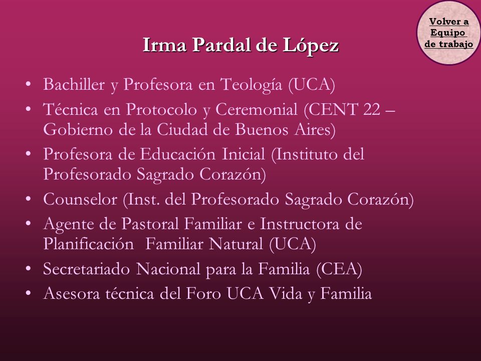 Irma Pardal de López Bachiller y Profesora en Teología (UCA)