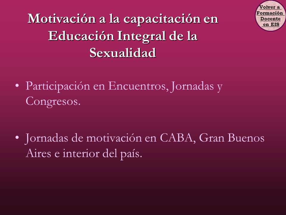 Motivación a la capacitación en Educación Integral de la Sexualidad
