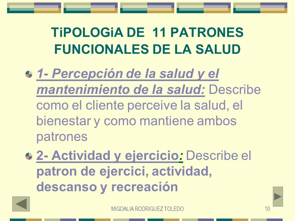 TiPOLOGiA DE 11 PATRONES FUNCIONALES DE LA SALUD