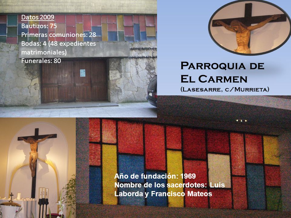 Parroquia de El Carmen Datos 2009 Bautizos: 75 Primeras comuniones: 28