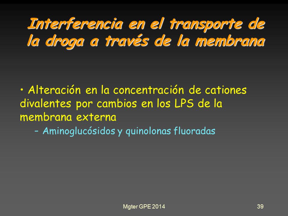 Interferencia en el transporte de la droga a través de la membrana