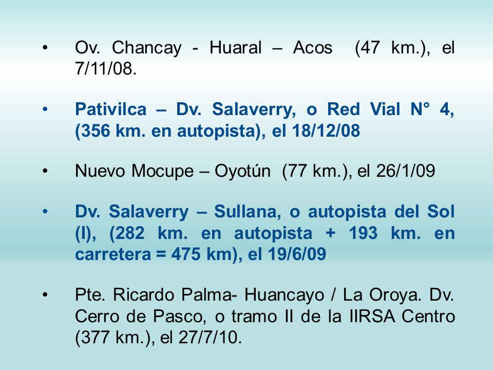 Ov. Chancay - Huaral – Acos (47 km.), el 7/11/08.