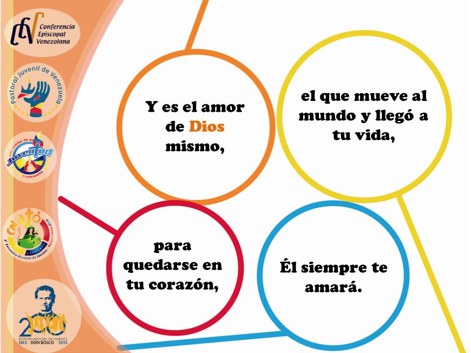 el que mueve al mundo y llegó a tu vida, Y es el amor de Dios mismo,