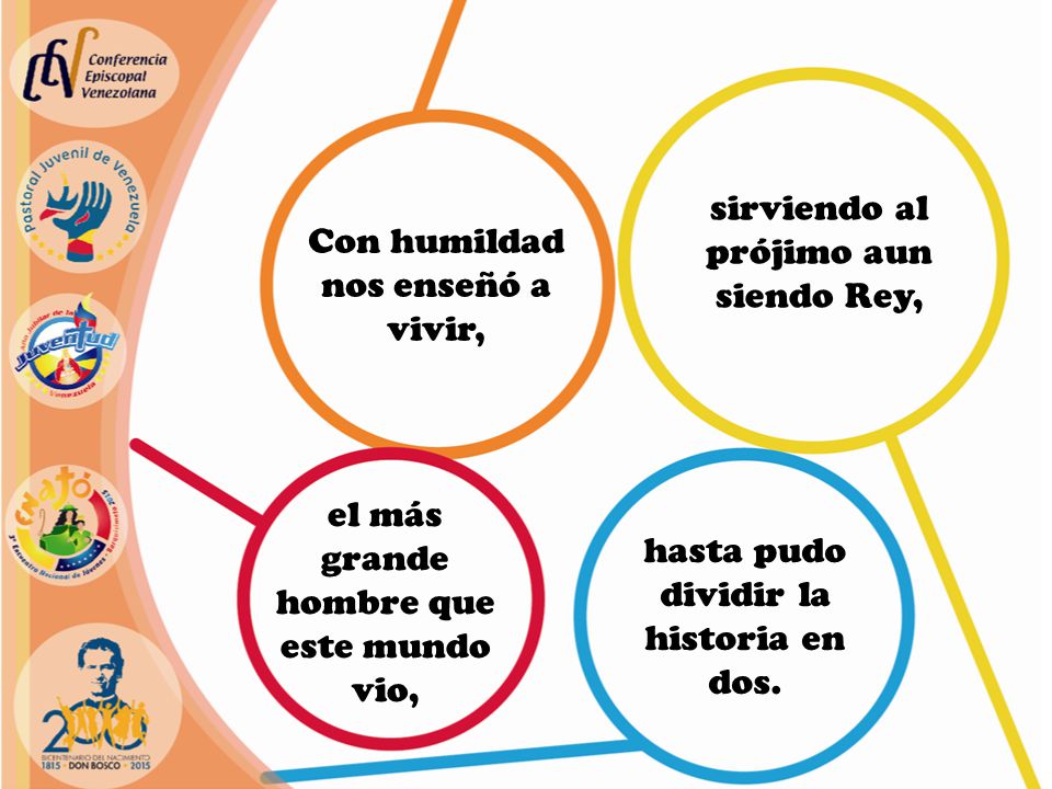 sirviendo al prójimo aun siendo Rey, Con humildad nos enseñó a vivir,