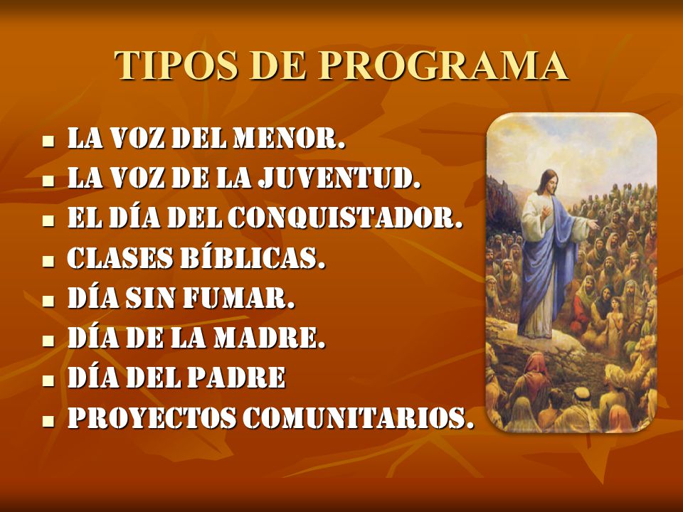 TIPOS DE PROGRAMA LA VOZ DEL MENOR. LA VOZ DE LA JUVENTUD.