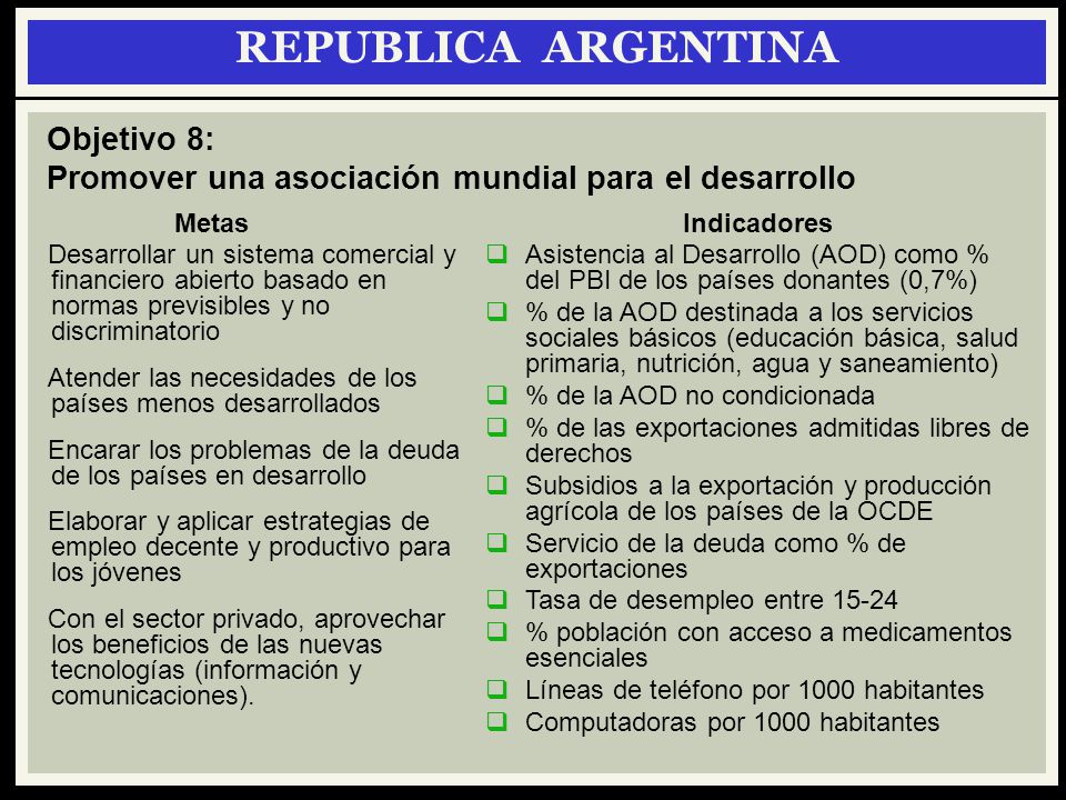 Objetivo 8: Promover una asociación mundial para el desarrollo