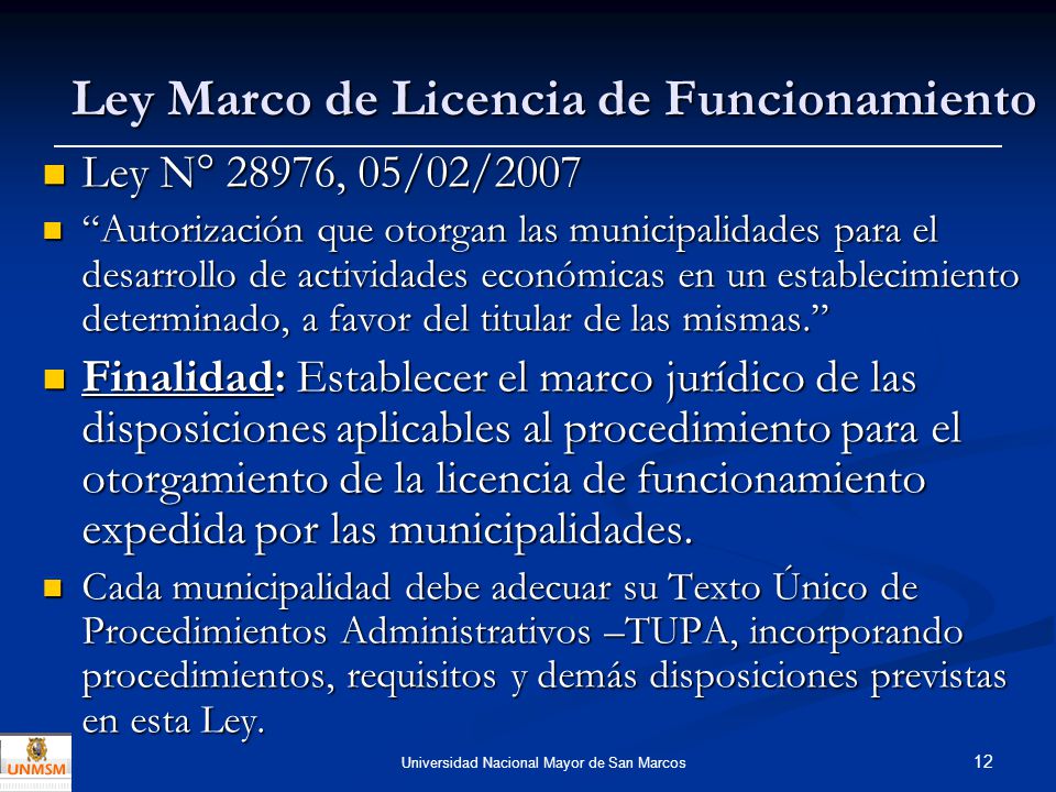 Ley Marco de Licencia de Funcionamiento