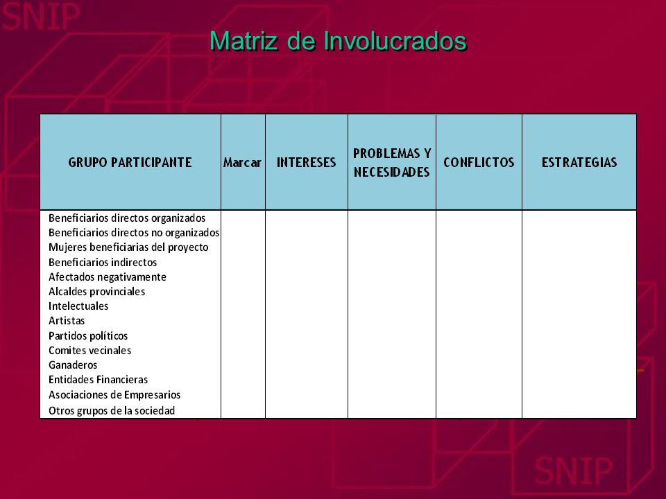 Matriz de Involucrados