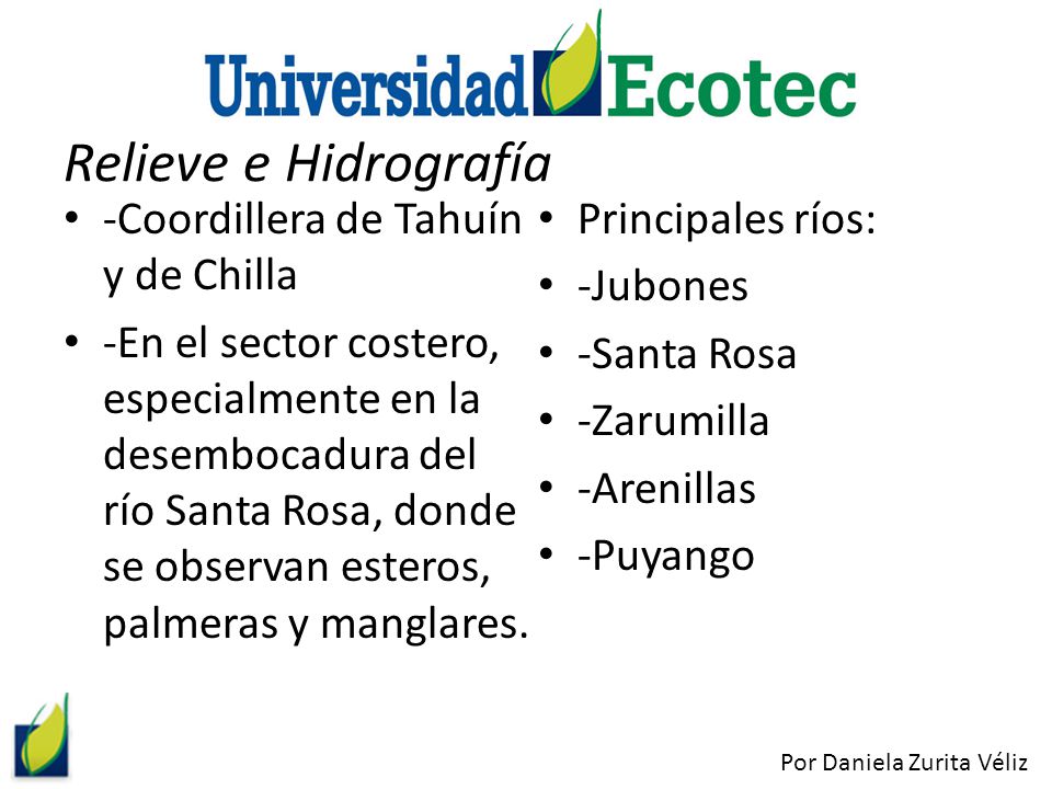 Relieve e Hidrografía -Coordillera de Tahuín y de Chilla