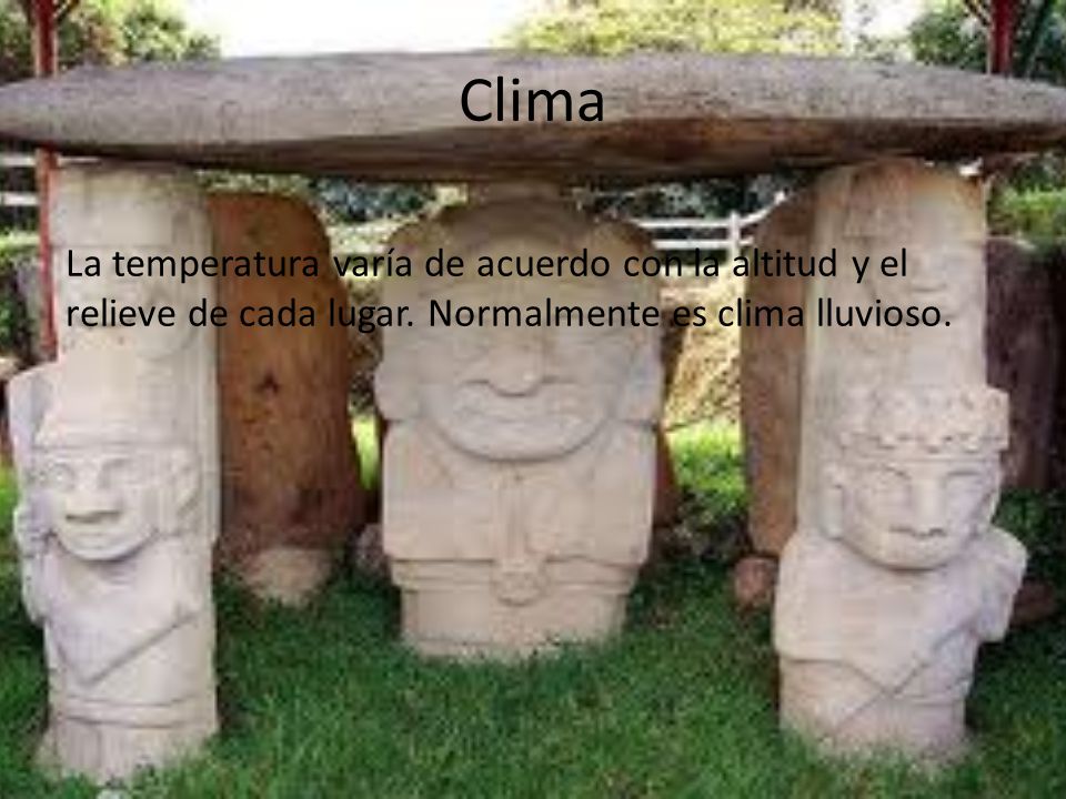 Clima La temperatura varía de acuerdo con la altitud y el relieve de cada lugar.