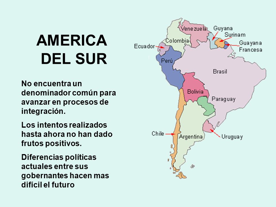AMERICA DEL SUR No encuentra un denominador común para avanzar en procesos de integración.
