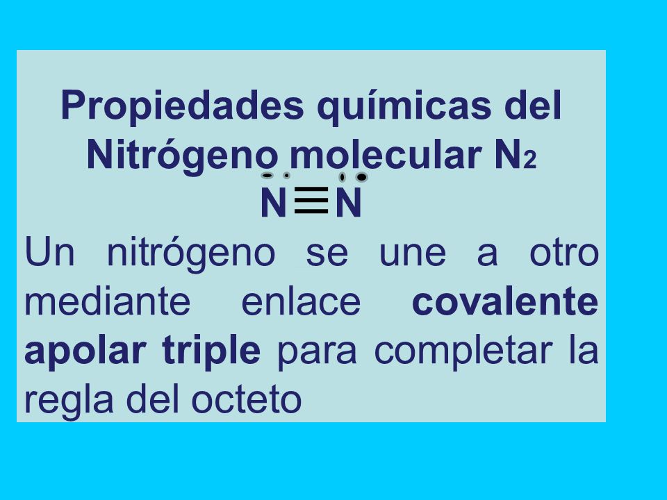 Propiedades químicas del Nitrógeno molecular N2