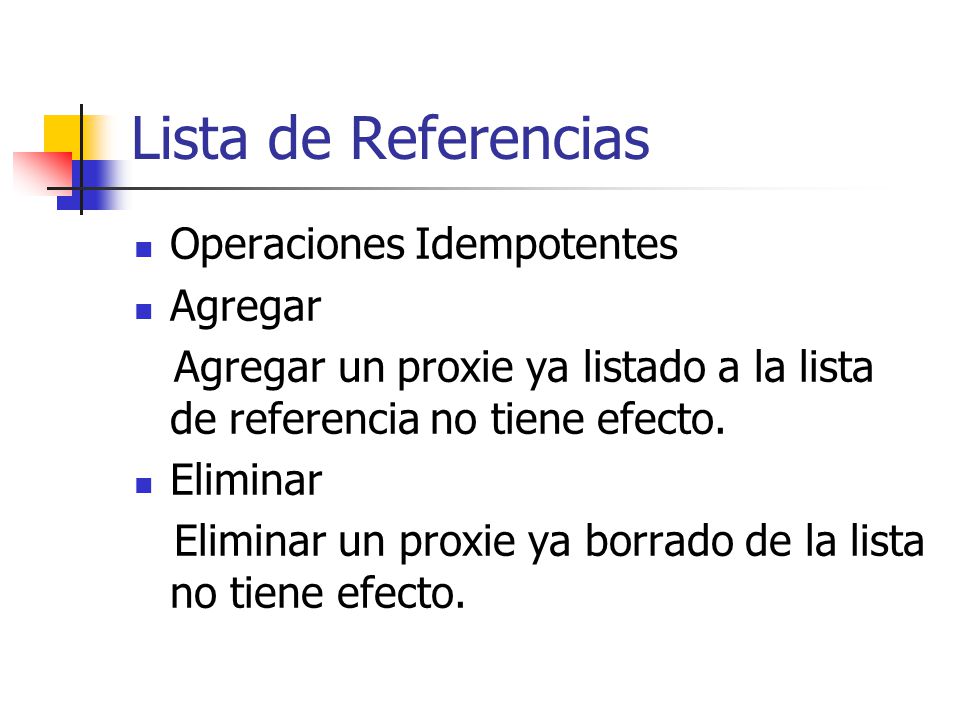 Lista de Referencias Operaciones Idempotentes Agregar